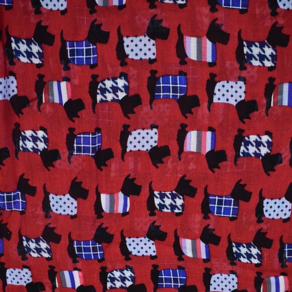 Talbots Red Scotty Dog Fringe Scarf 80x20 Holiday Festive Viscose Wrap - Picture 3 of 6